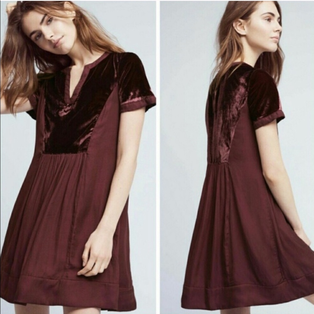 Anthropology Maroon Dress